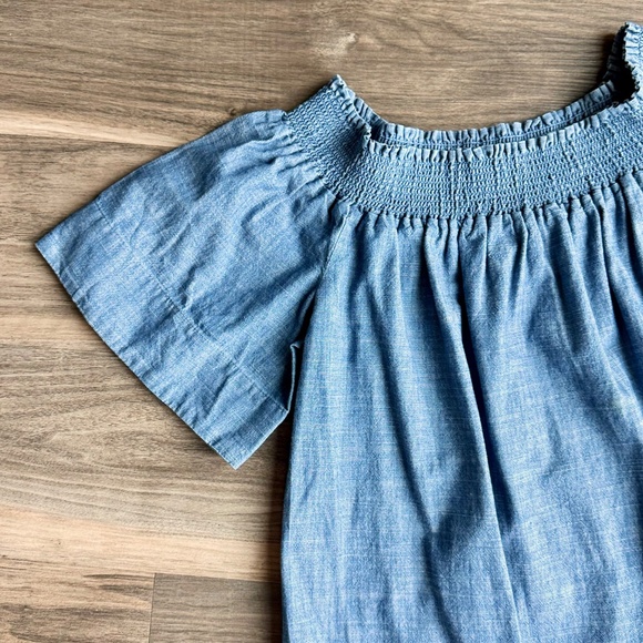 J. Crew Chambray Smocked Off-Shoulder Dress Blue Size 4 - Picture 7 of 13